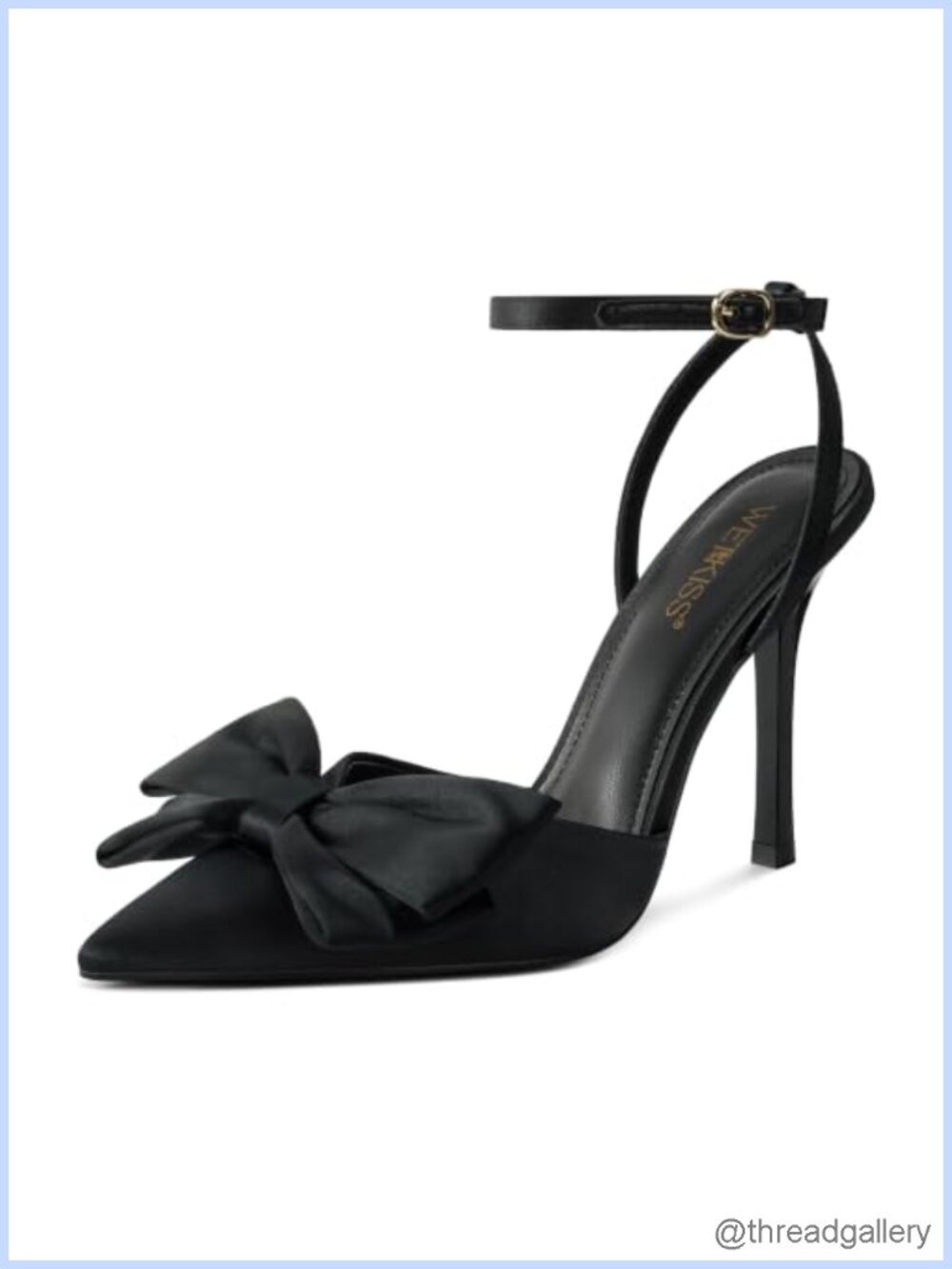 Satin Bow Heels Pointed Toe Stiletto Pumps Ankle Strap Formal